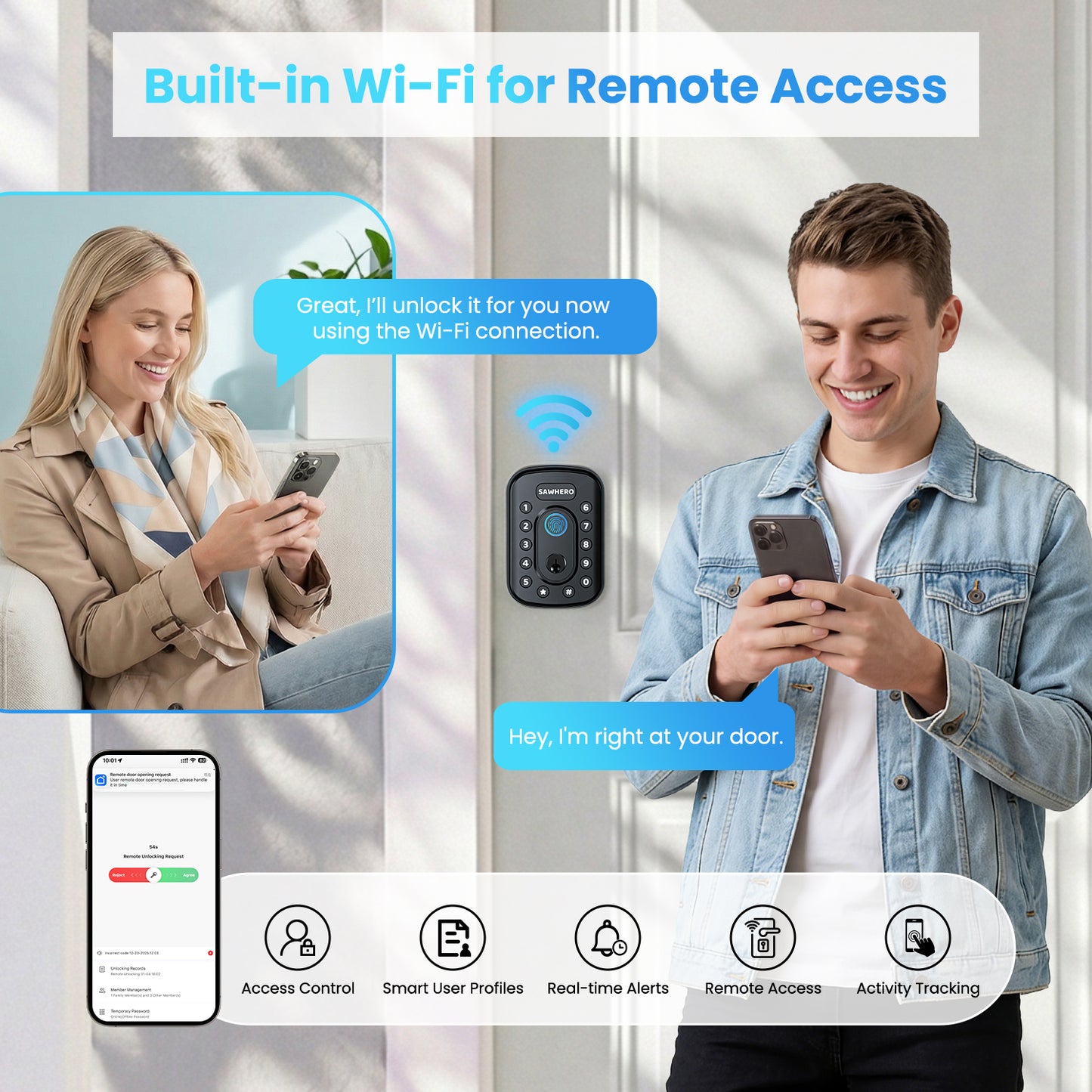 SAWHERO A1 Smart Fingerprint Door Lock