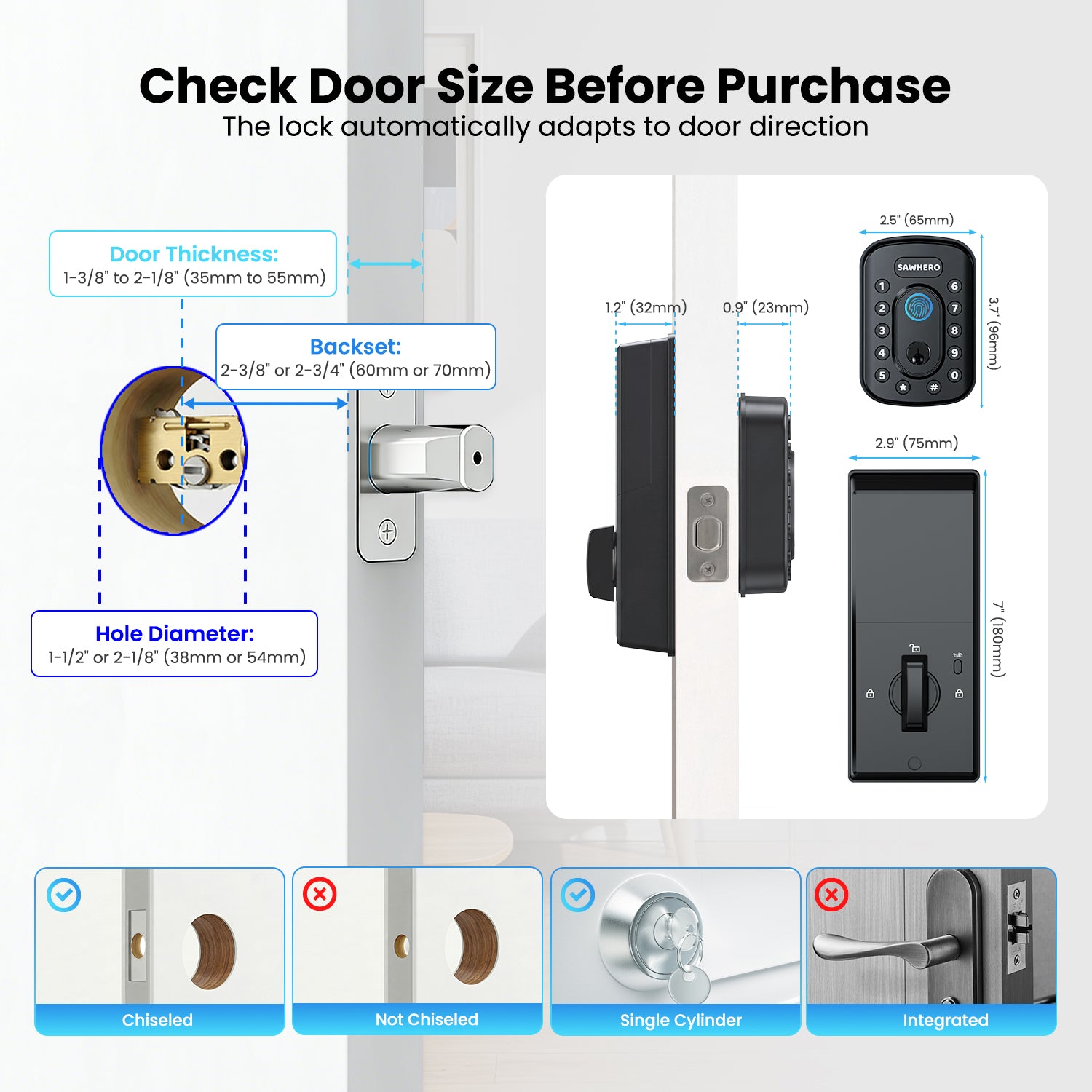 SAWHERO A1 Smart Fingerprint Door Lock