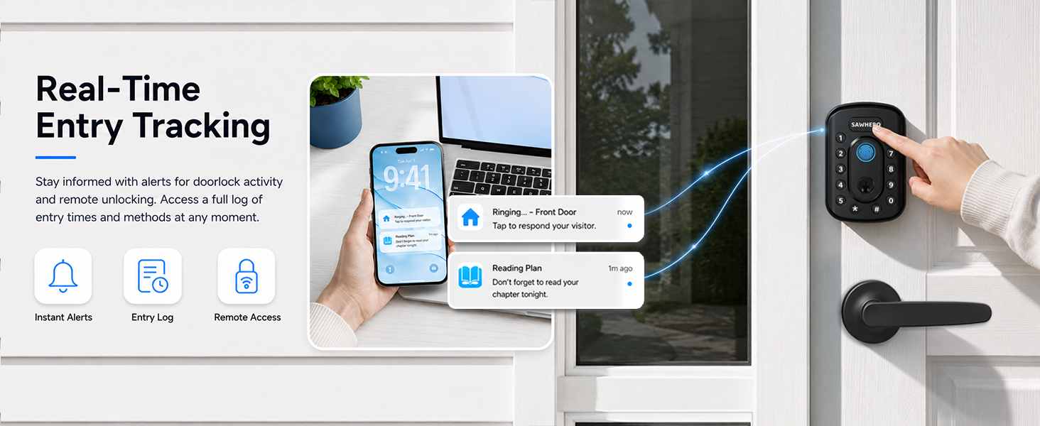 SAWHERO A1 real-time entry tracking and remote access