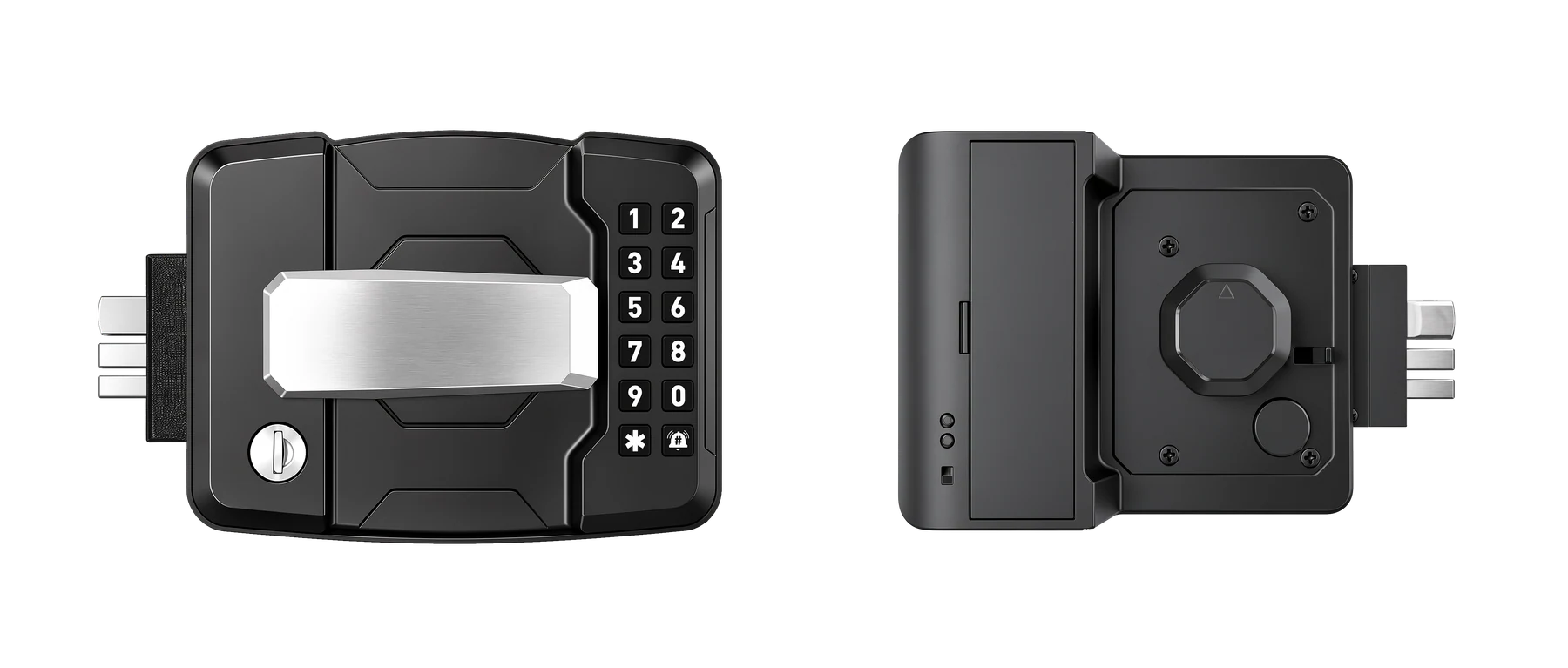 R8 exterior and interior lock assemblies shown side by side